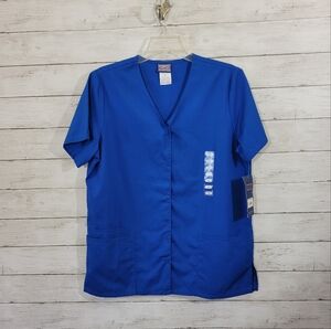 Cherokee Workwear Women's Snap Front Solid Scrub Top Size Small